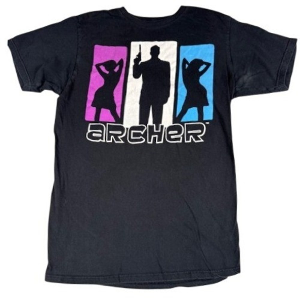 Archer T Shirt Mens Small FX Network Graphic Tee‎ Black Short Sleeve Spy Comedy